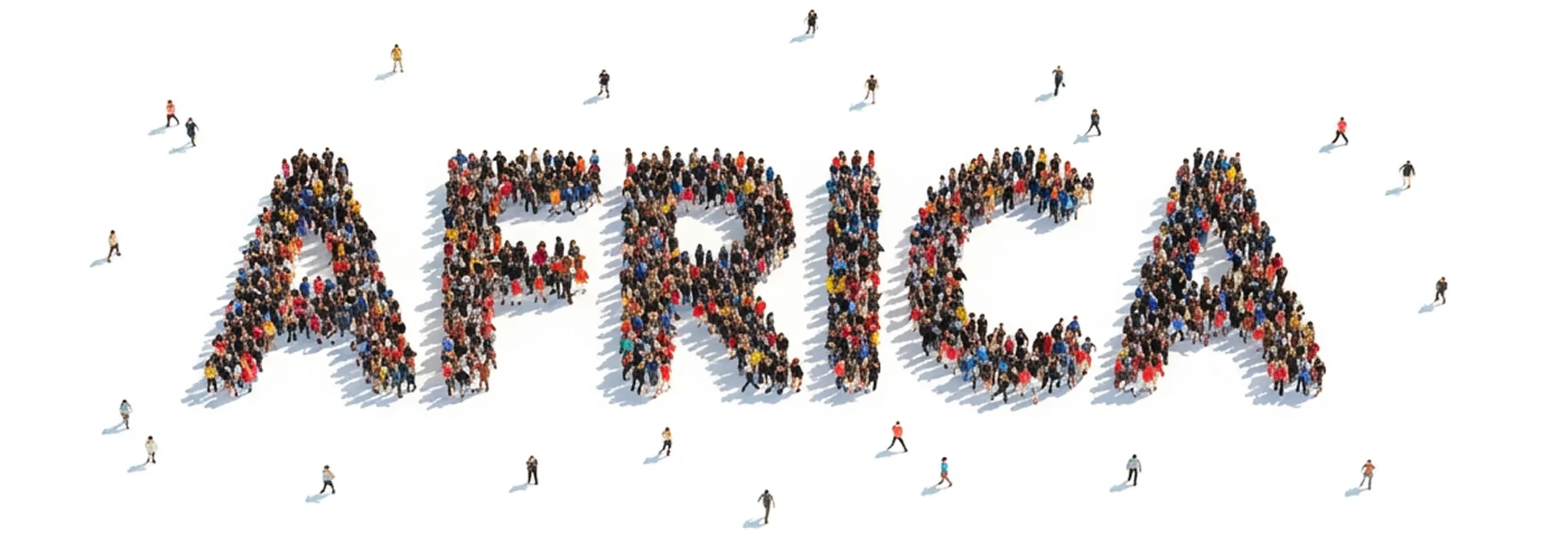 People forming the word AFRICA